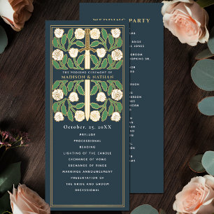 Gray White Floral Gold Sword Royal Wedding Program