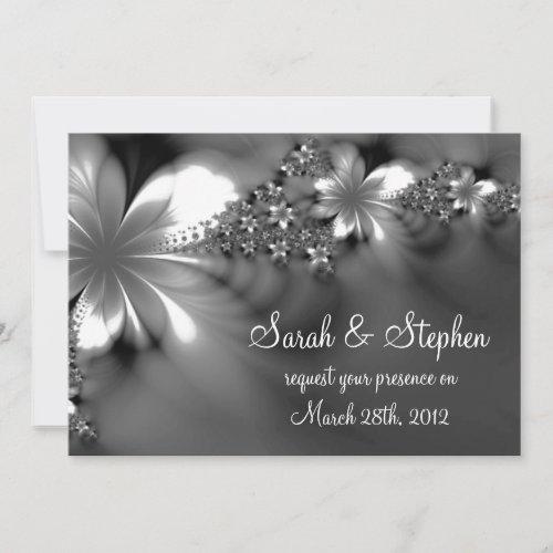 Gray white flower wedding invitation