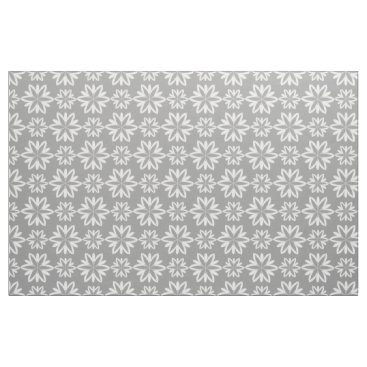 Gray white Flowers floral pattern fabric