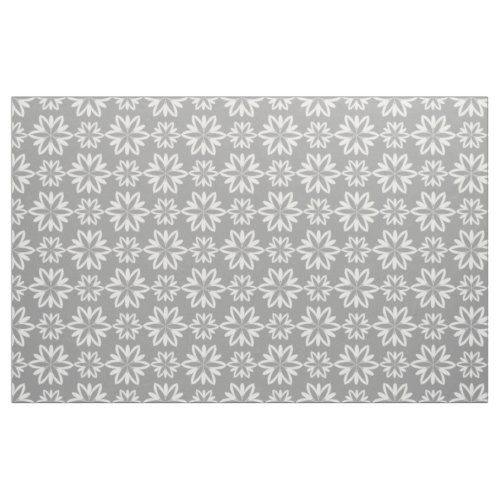 Gray white Flowers floral pattern fabric