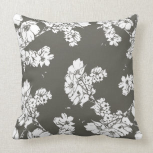 Gray white flowers pillow modern sofa throw cotton