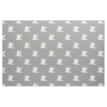Gray white flying birds pattern fabric