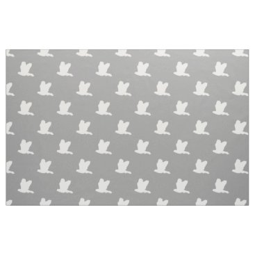 Gray white flying birds pattern fabric