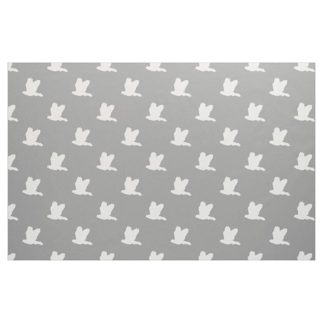 Gray white flying birds pattern fabric (Fat Quarter)
