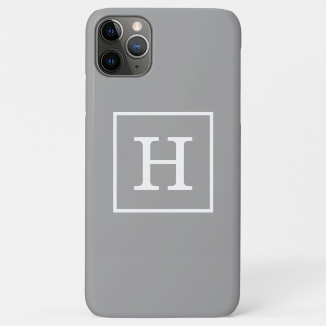 Gray White Framed Initial Monogram Case-Mate iPhone Case (Back)