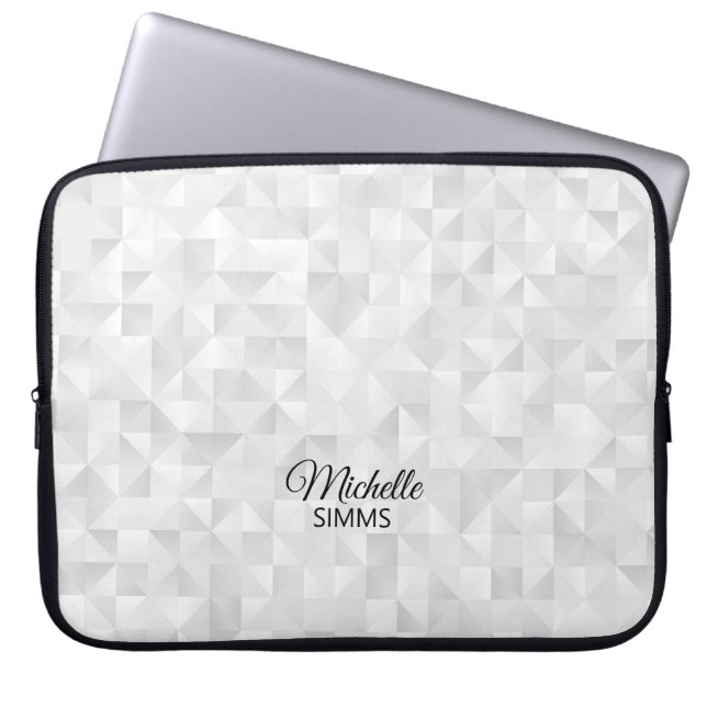 Gray-White Geometric Pattern and Customization Laptop Sleeve (Front)