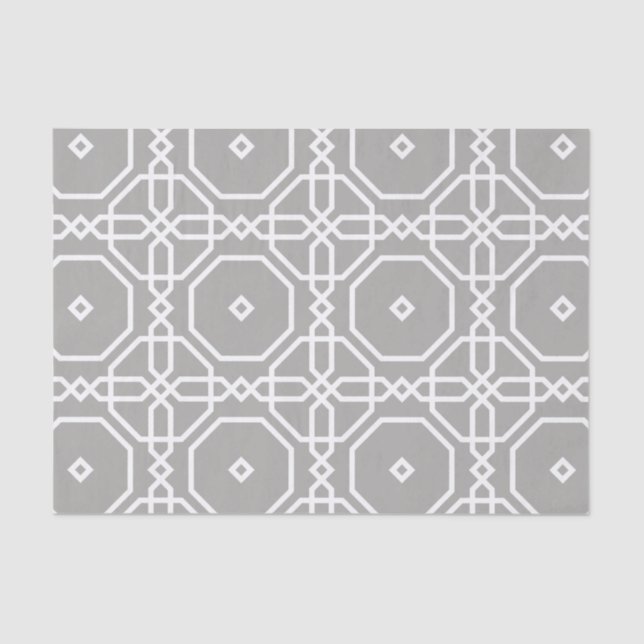 Gray White Geometric Pattern Decoupage Tissue Paper (Front)