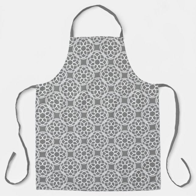Gray White Geometric Seamless Pattern Apron (Front)