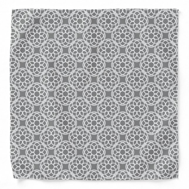 Gray White Geometric Seamless Pattern Bandana (Front)
