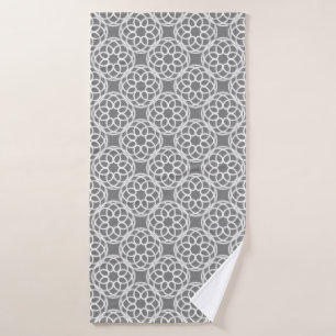 Gray White Geometric Seamless Pattern Bath Towel