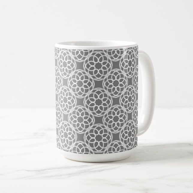 Gray White Geometric Seamless Pattern Coffee Mug (Front Right)