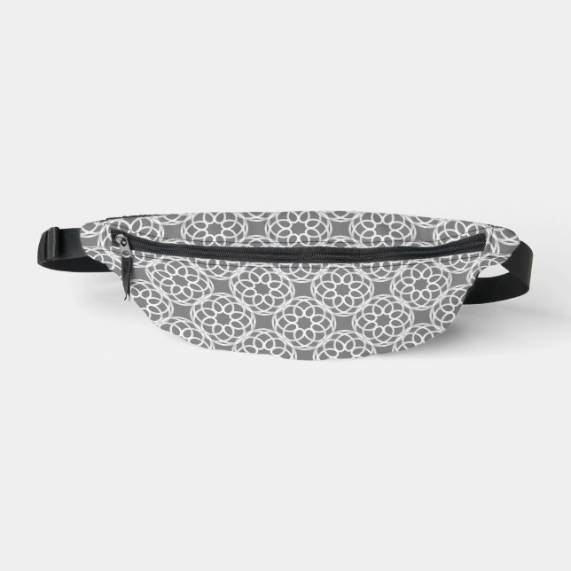 Gray White Geometric Seamless Pattern Fanny Pack (Front)