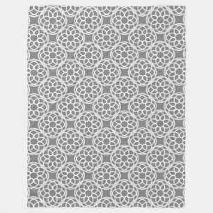 Gray White Geometric Seamless Pattern Fleece Blanket