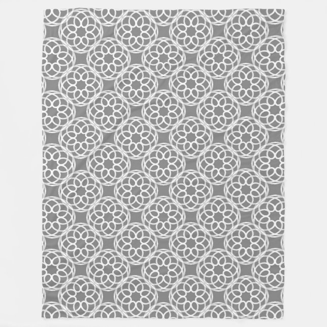Gray White Geometric Seamless Pattern Fleece Blanket (Front)