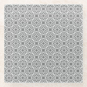 Gray White Geometric Seamless Pattern Glass Coaster