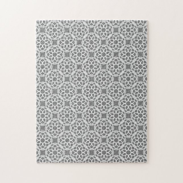 Gray White Geometric Seamless Pattern Jigsaw Puzzle (Vertical)