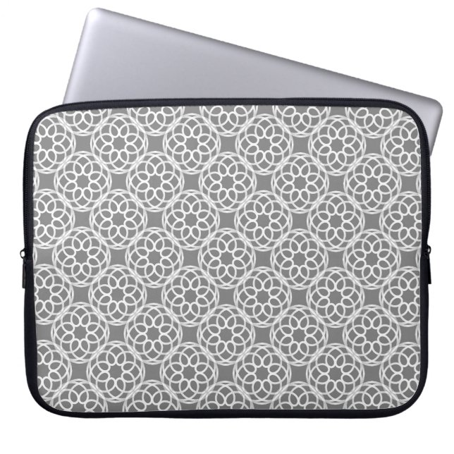 Gray White Geometric Seamless Pattern Laptop Sleeve (Front)