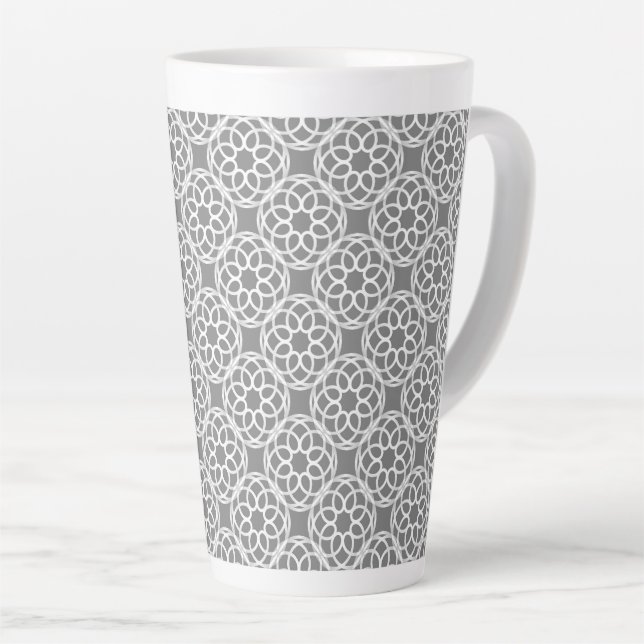 Gray White Geometric Seamless Pattern Latte Mug (Right Angle)