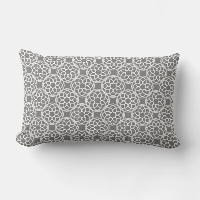 Gray White Geometric Seamless Pattern Lumbar Pillow (Front)