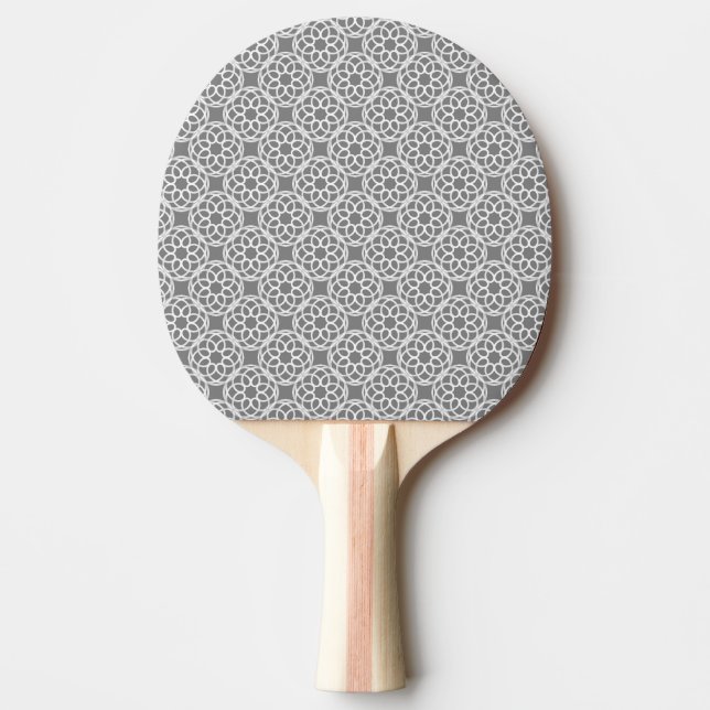 Gray White Geometric Seamless Pattern Ping Pong Paddle (Front)
