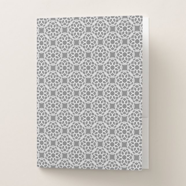 Gray White Geometric Seamless Pattern Pocket Folder (Front)
