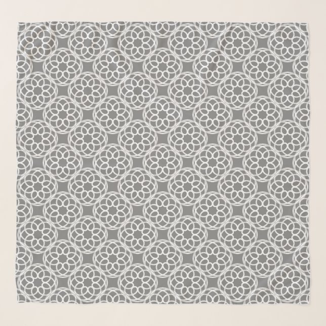Gray White Geometric Seamless Pattern Scarf (Front)