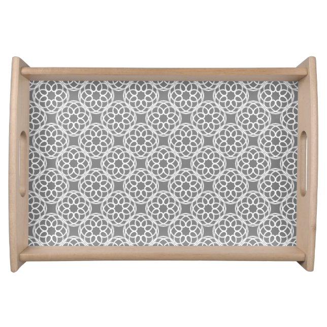 Gray White Geometric Seamless Pattern Serving Tray (Front)
