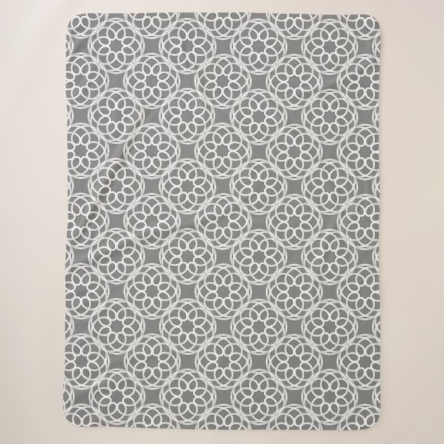 Gray White Geometric Seamless Pattern Sherpa Blanket (Front)