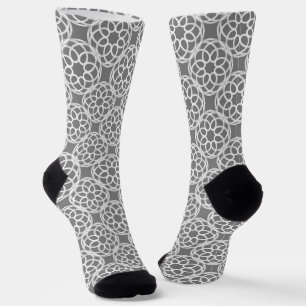 Gray White Geometric Seamless Pattern Socks