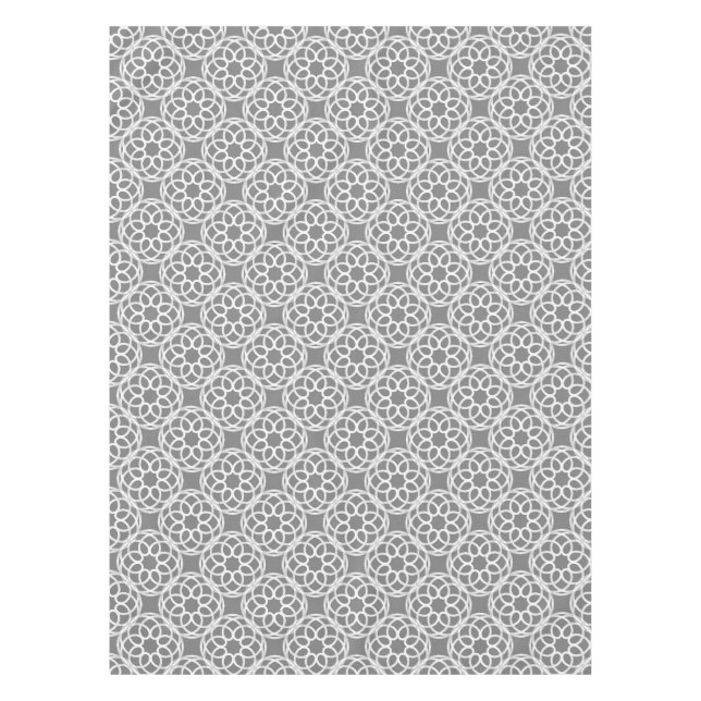 Gray White Geometric Seamless Pattern Tablecloth (Front)