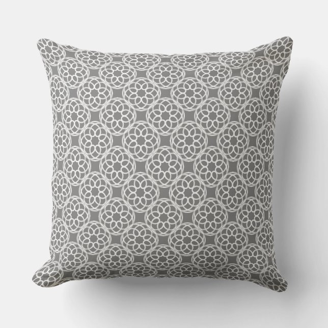 Gray White Geometric Seamless Pattern Throw Pillow (Front)