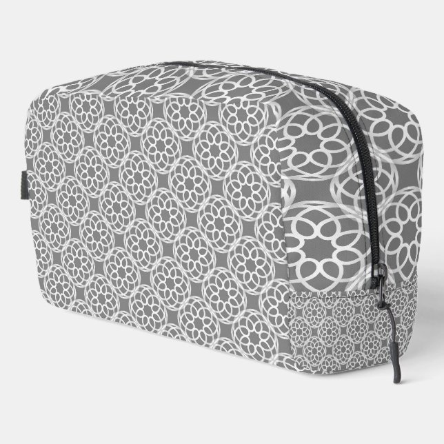 Gray White Geometric Seamless Pattern Toiletry Bag (Right Corner)