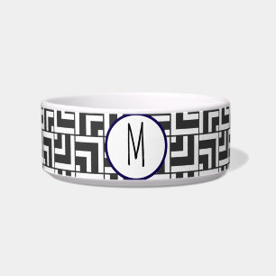 Gray White Ginger Jar Monogram Bowl