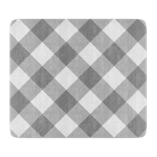 Gray White Gingham Modern Country Cutting Board
