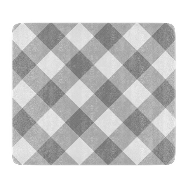Gray White Gingham Modern Country Cutting Board (Front)