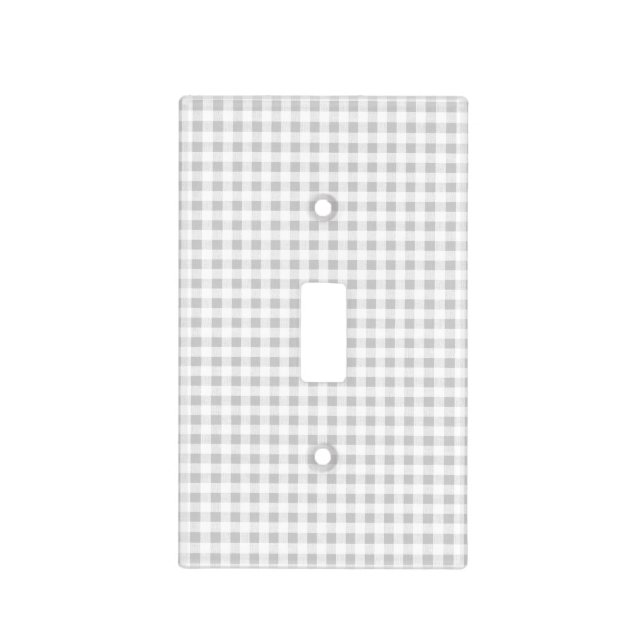 Gray White Gingham Pattern Light Switch Cover (Front)