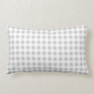 Gray White Gingham Pattern Lumbar Pillow