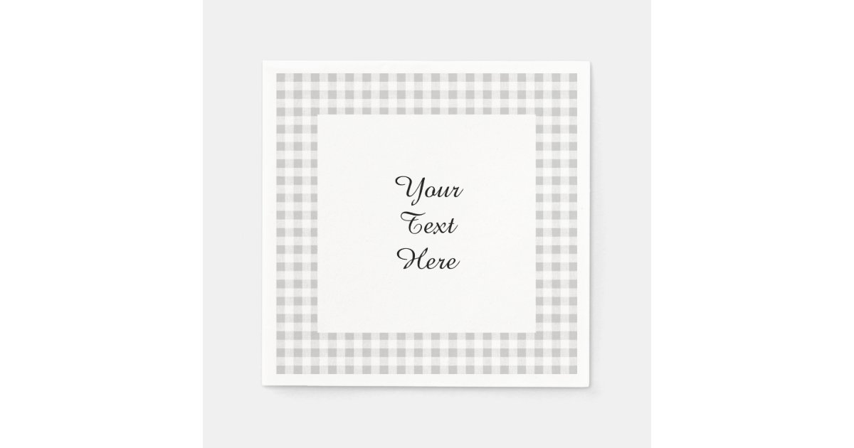 Gray White Gingham Pattern Paper Napkins Zazzle