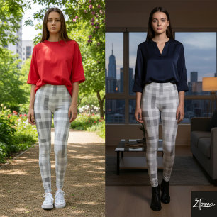 Gray & White Glam Leggings