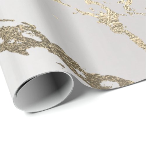 Gray White Gold Marble Shiny Glam Abstract VIP Wrapping Paper