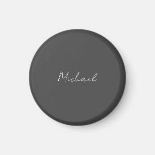 Gray White Handwritten Minimalist Your Name Magnet