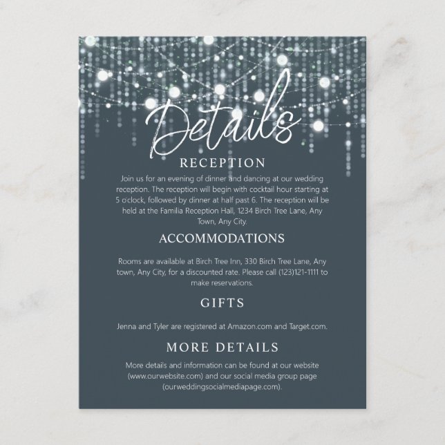 Gray & White Hanging Lights Enclosure Card (Front)