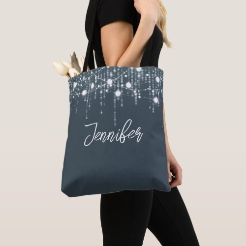 Gray  White Hanging Lights Personalized Tote Bag