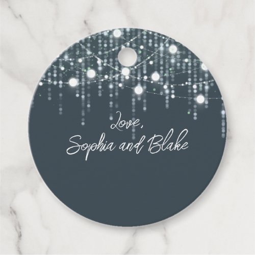 Gray   White Hanging Lights Personalized Wedding Favor Tags