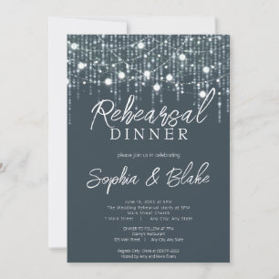 Gray & White Hanging Lights Rehearsal Dinner Invitation