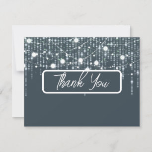 Gray & White Hanging Lights Wedding Thank You Card