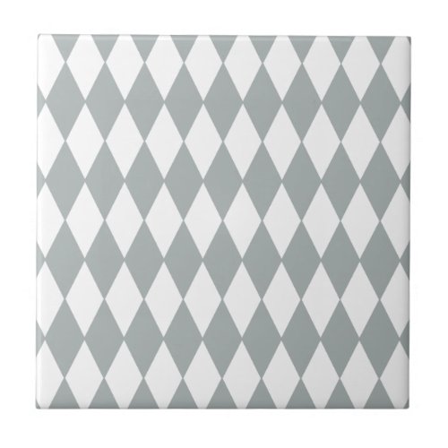 Gray White Harlequin Pattern Ceramic Tile