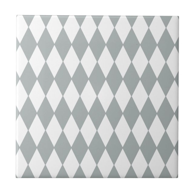 Gray White Harlequin Pattern Ceramic Tile (Front)