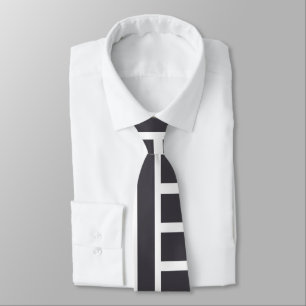 Gray White Horizontal Vertical Stripes Neck Tie