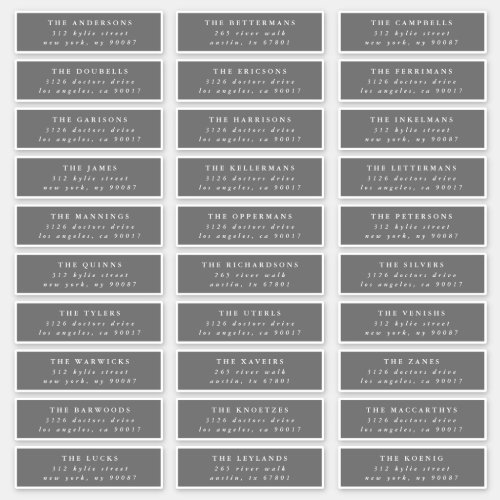 Gray White individual guest wedding address labels